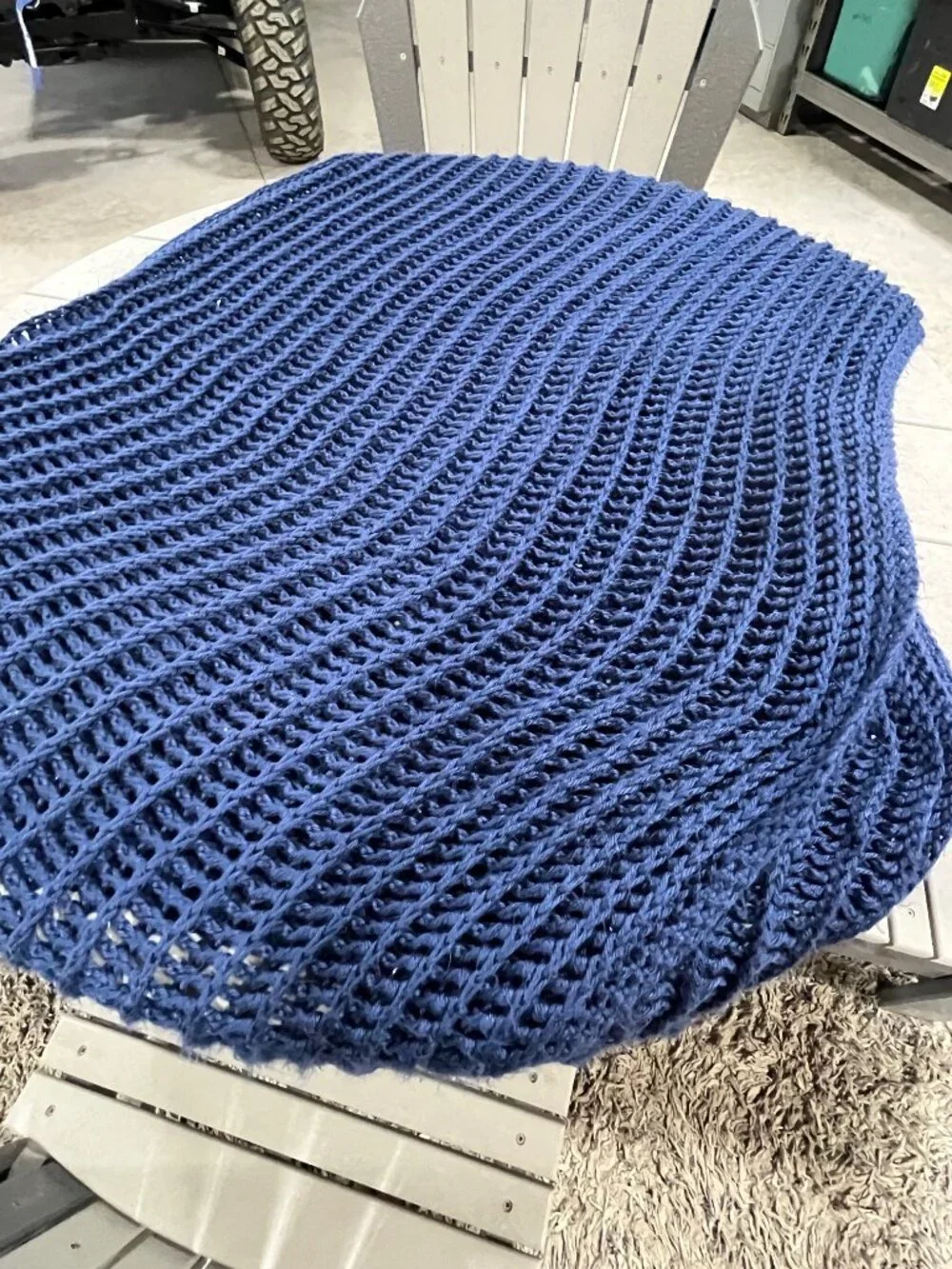 Hand Made Chunky Navy Blue Throw Blanket
